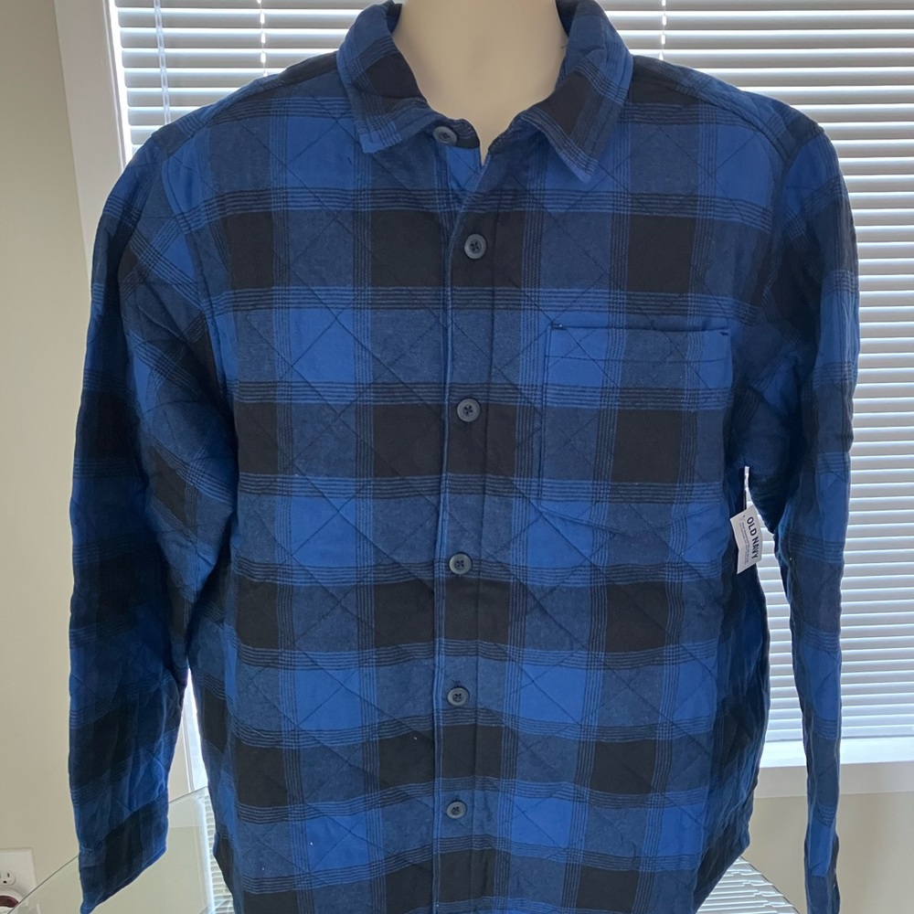 OLD NAVY Blue Plaid Quilted Shaket